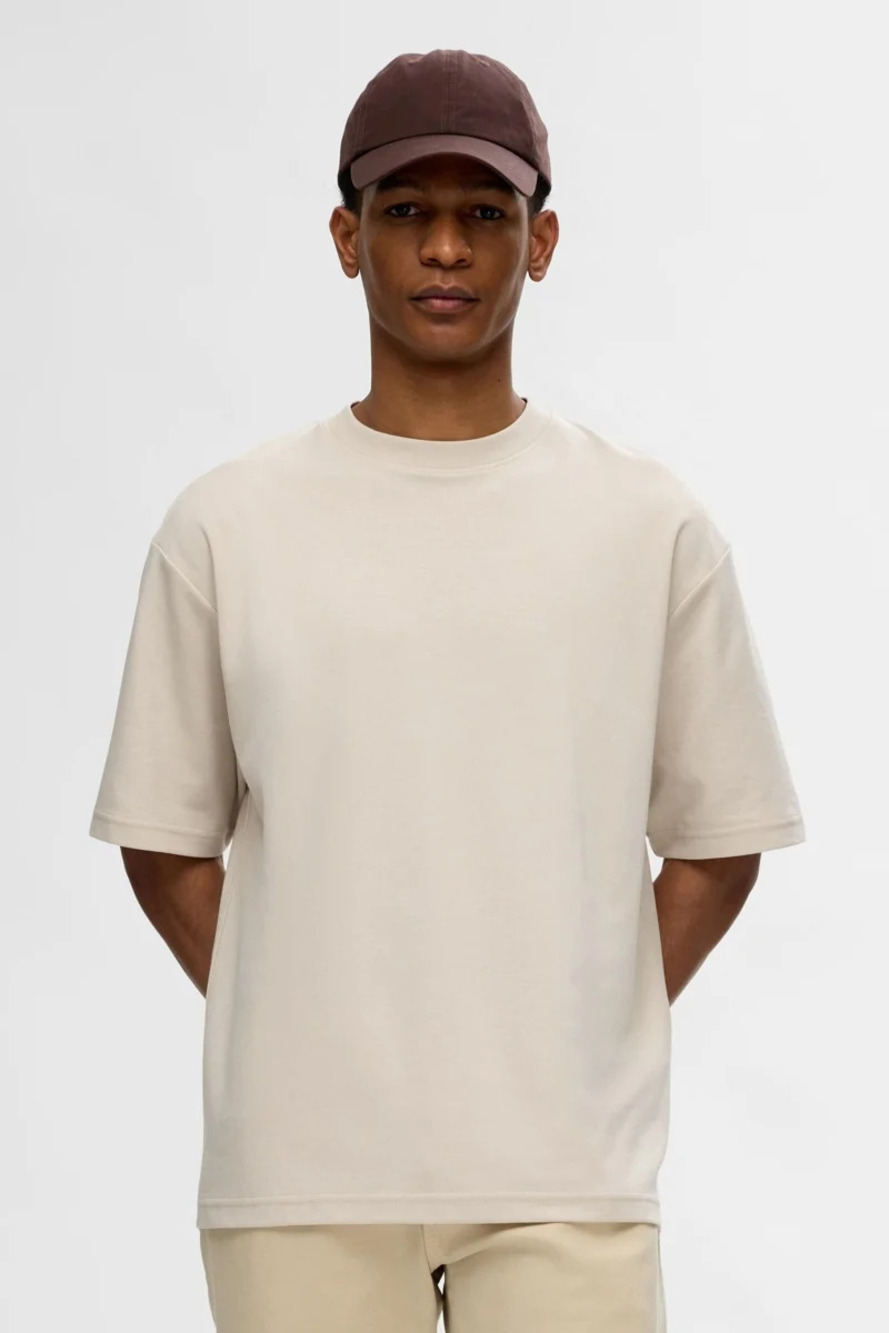 Selected Homme Oatmeal Dropped Shoulders T-Shirt/33873